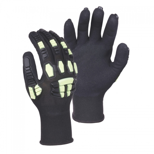 13G polyester shell DexiFOam palm coated gloves with TPR