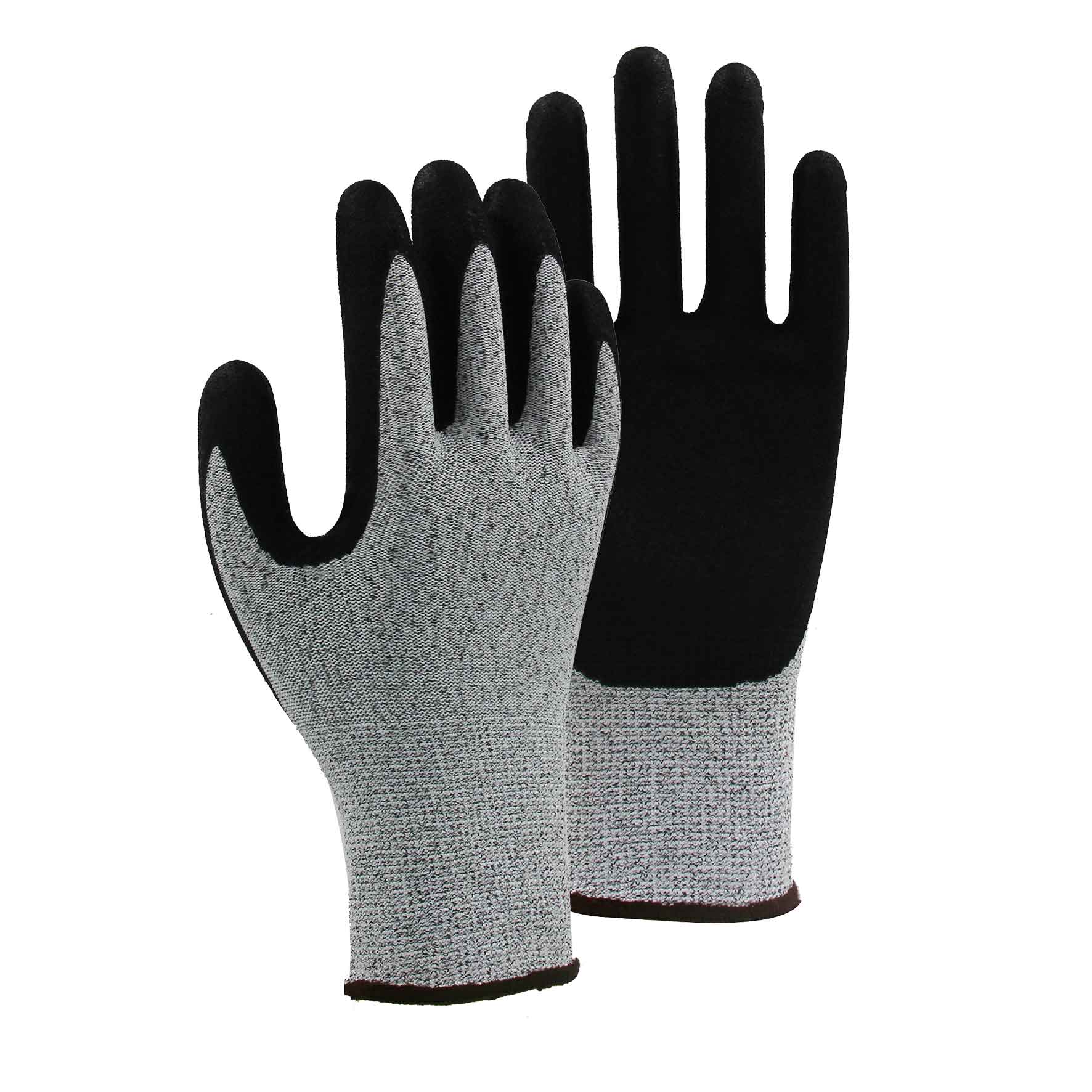 13G cut C/A3 nitrile sandy palm coated gloves-Glass Fibre