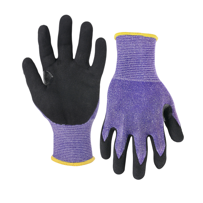 15G cut C/A3 nitrile sandy palm coated gloves - Steel