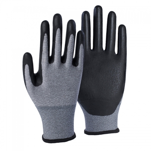 13G polyester/nylon shell DexiFoam palm coated gloves
