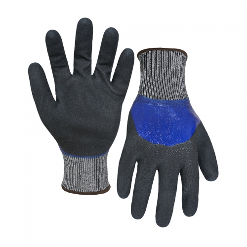 15G cut E/A5 nitrile sandy double coated gloves(fully/half)-Glass and Steel Free
