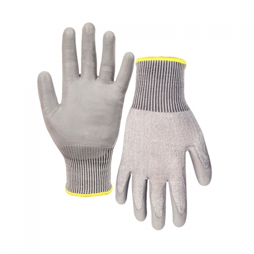 18G cut D/A4 PU palm coated gloves-Steel