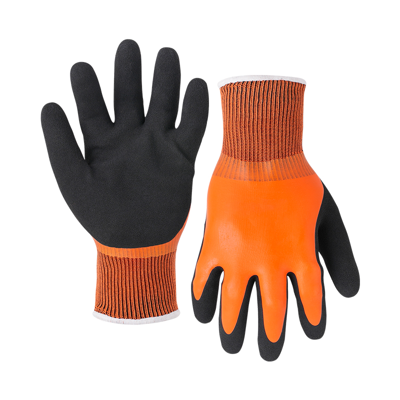 13G polyester/acrylic shell latex sandy double coated gloves(fully/thumb)
