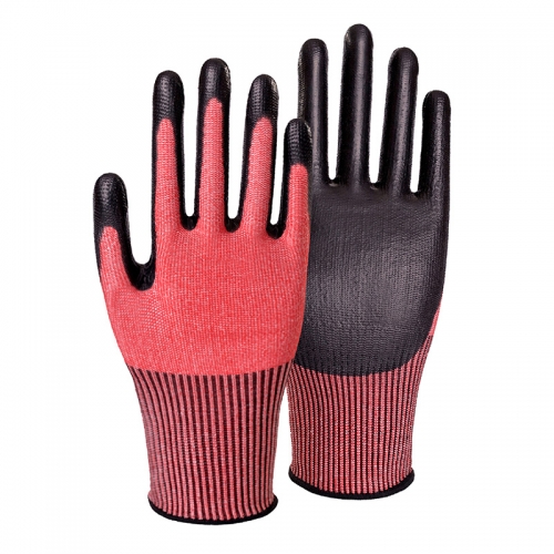 18G cut F/A6 PU palm coated gloves-Steel