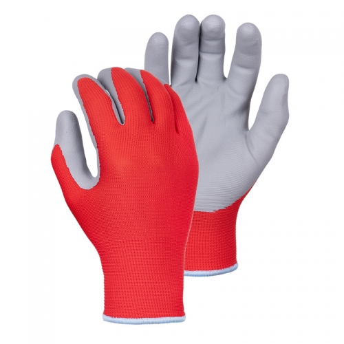 13G polyester shell water based  PU palm coated gloves