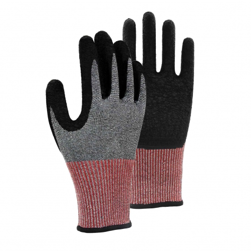13G cut D/A4 latex crinkle palm coated gloves-Glass Fibre