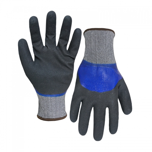 18G cut D/A4 nitrile sandy double coated gloves(fully/half)-Glass and Steel Free