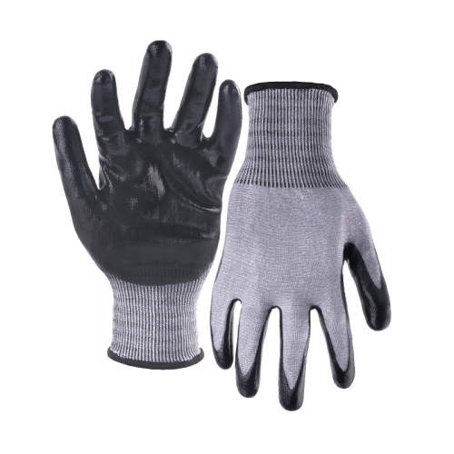 18G cut B/A2 nitrile smooth palm coated gloves-Glass and Steel Free