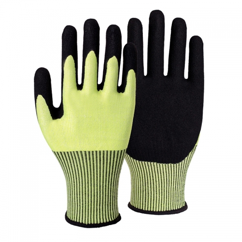 13G cut E/A5 nitrile sandy palm coated gloves-Glass and Steel Free
