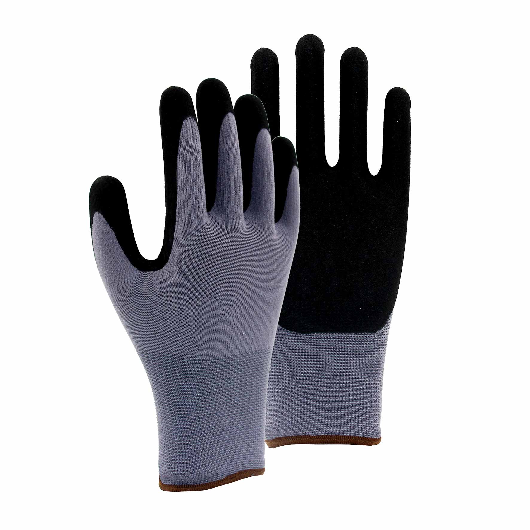 13G nylon shell nitrile sandy palm coated gloves
