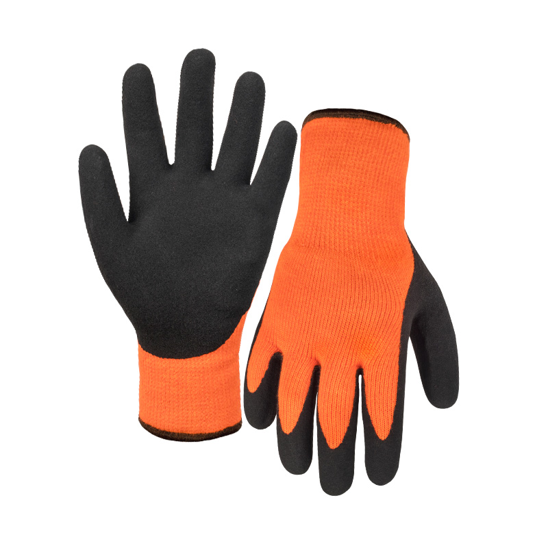 10G acrylic napping shell latex sandy double thumb coated gloves