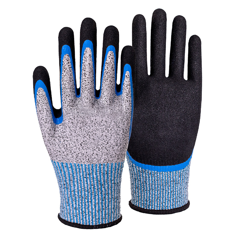 15G cut D/A4 nitrile sandy double palm coated gloves-Glass and Steel Free