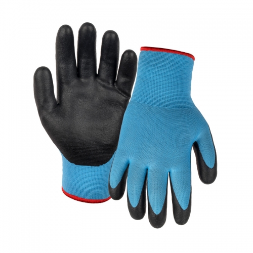 13G nylon/arylic napping shell DexiFoam palm coated gloves