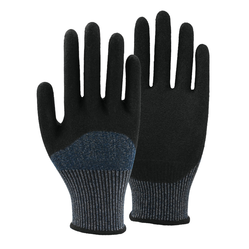 13G cut D/A4 nitrile sandy half coated gloves-Glass and Steel Free