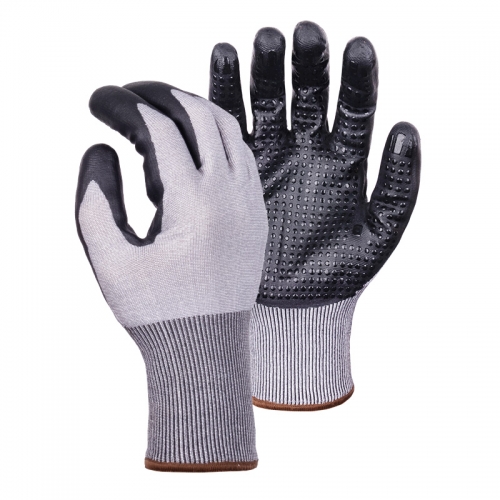 18G cut F/A6 DexiFoam palm gloves with dots-Steel