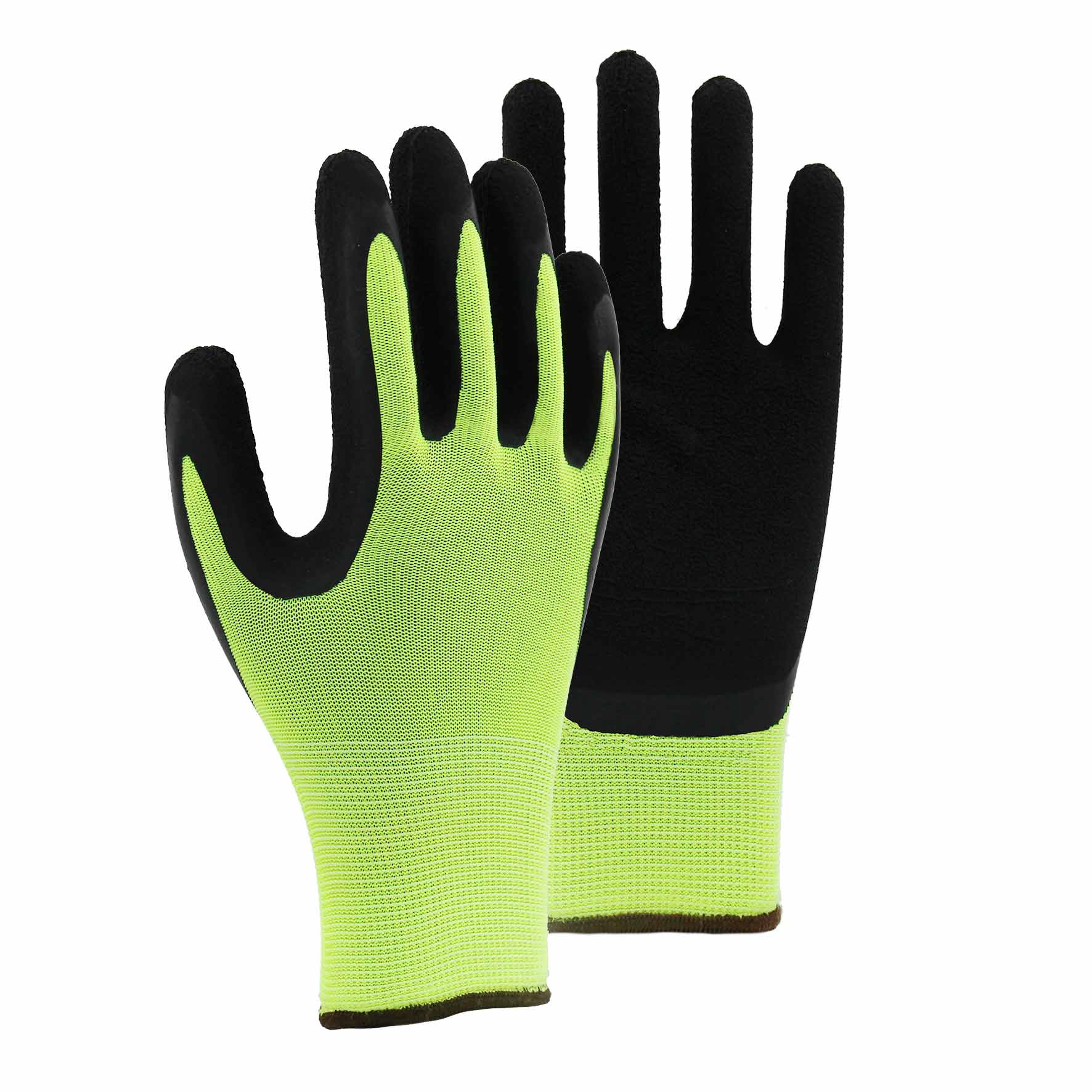 15G polyester shell latex foam palm coated gloves