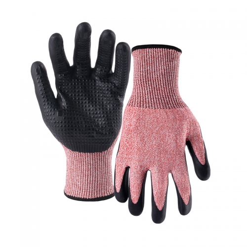 13G cut D/A4 DexiFoam palm coated gloves with dots-Glass Fibre